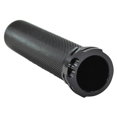 A black plastic handle for an airsoft gun featuring TC Bros. 1" Billet Motorcycle Throttle Tube - Black by TC Bros.
