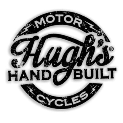 Hugh's HandBuilt logo on a white background featuring Hughs HandBuilt Yamaha XS650 Bolt-On Oil Cooler Side Cover and Bolt-On Oil Cooler.