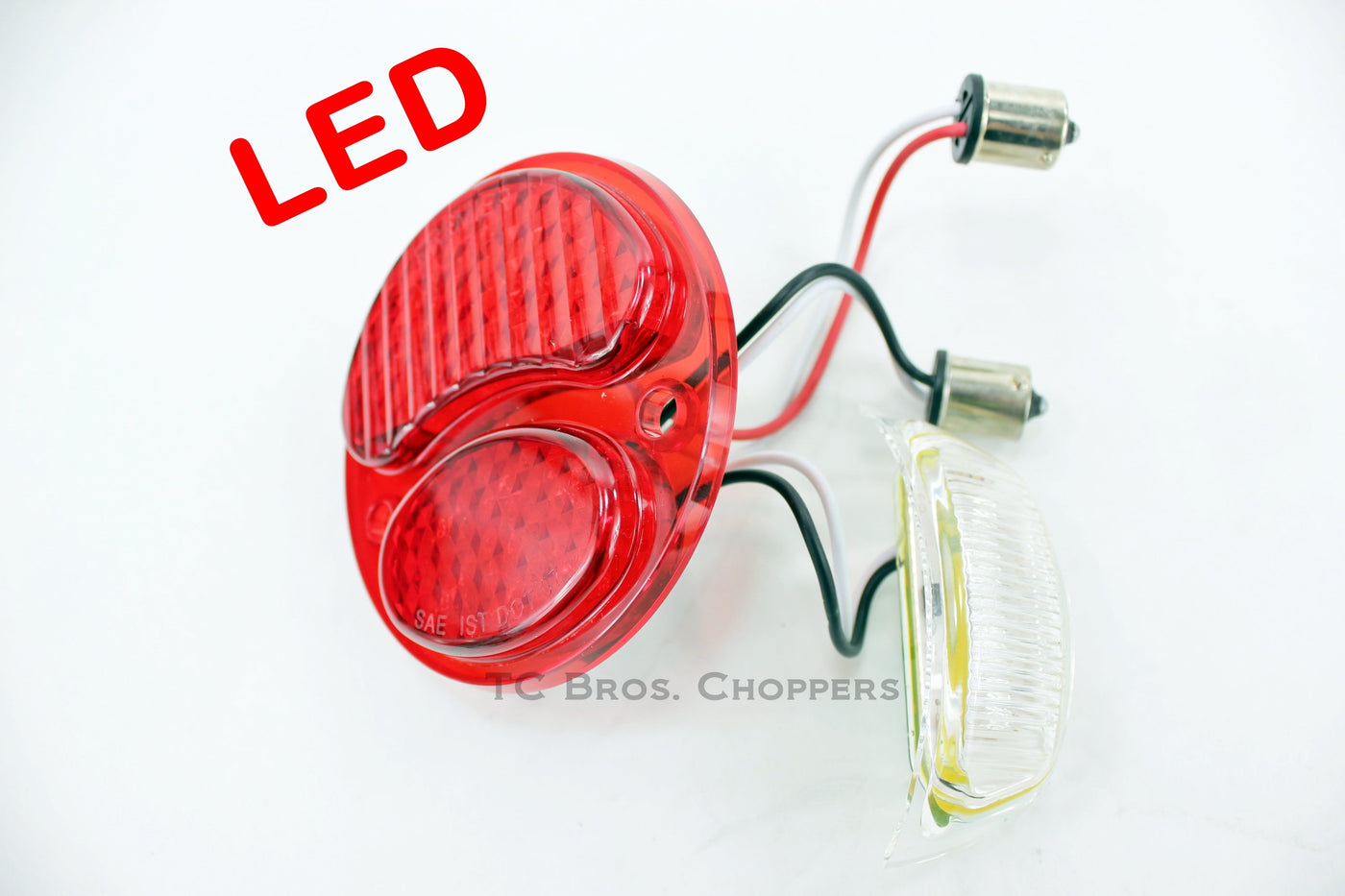 Red LED tail light upgrade for Ford Duolamp Model A Tail Lights with TC Bros. LED Conversion Lens.