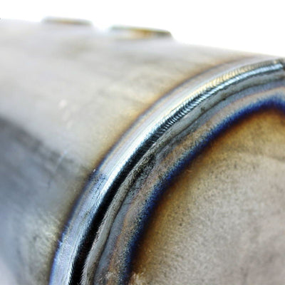 A close up of a TC Bros. 5 inch Round Chopper Oil Tank with Flat Ends, universal fit made in the USA.