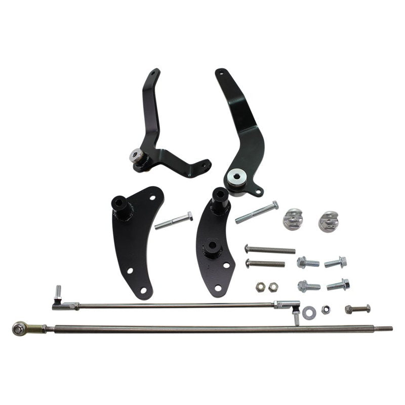 A TC Bros. Harley Dyna Forward Controls Kit for 1991-2017 Models (No Pegs) for a Harley Davidson Dyna motorcycle.