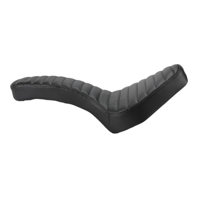 A TC Bros. Hardtail Rigid Cobra Seat Black Pleated motorcycle seat on a white background.