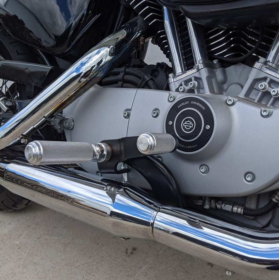 2019 TC Bros. Harley Davidson Flintstone FL with TC Bros. Sportster Mid Controls Kit (NO PEGS) fits 2004-2013, USA Made.