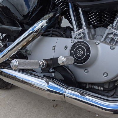 2019 TC Bros. Harley Davidson Flintstone FL with TC Bros. Sportster Mid Controls Kit (NO PEGS) fits 2004-2013, USA Made.