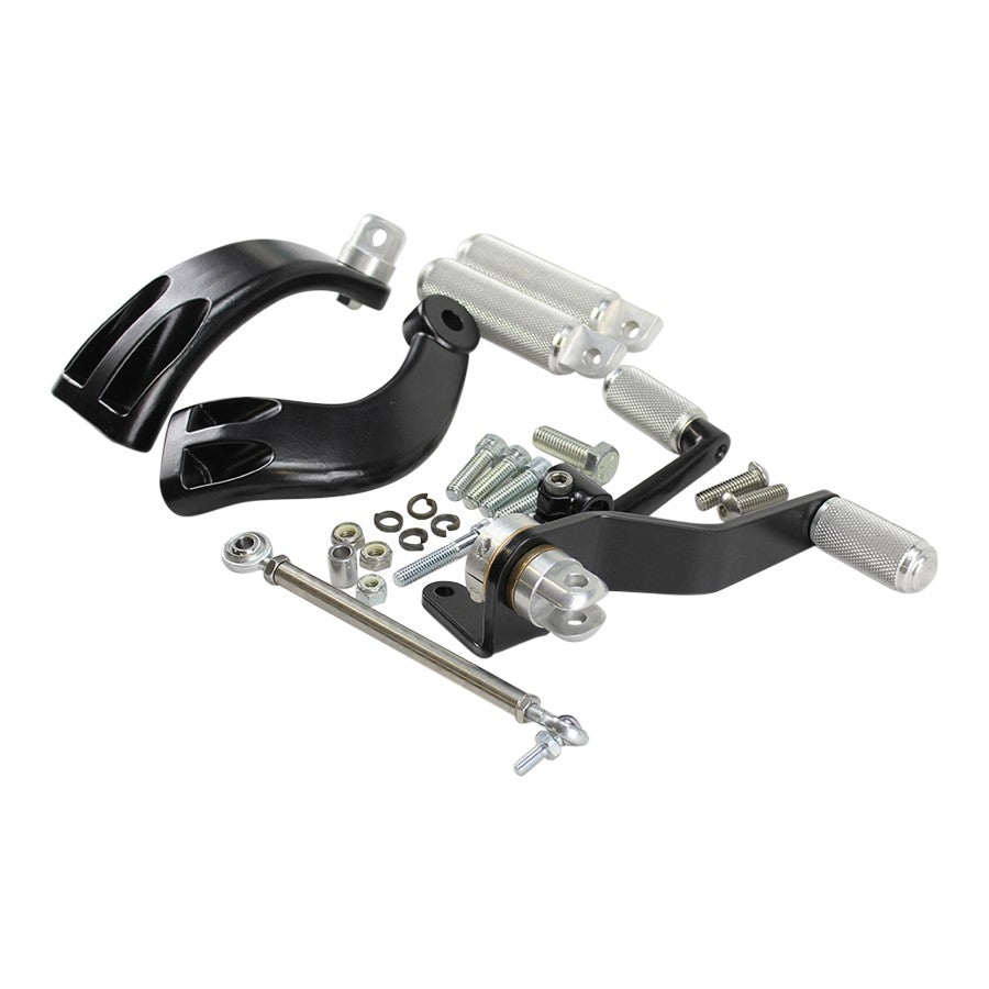 A TC Bros. Sportster Mid Controls Kit fits 2004-2013, made in the USA, for a Harley Davidson Sportster motorcycle.