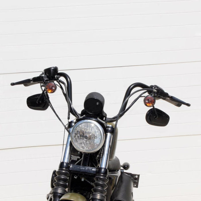 TC Bros. 1" Narrow Apes Handlebars by TC Bros. in black and chrome are shown on a white background—ideal for anyone after classic apehanger style for their custom ride.