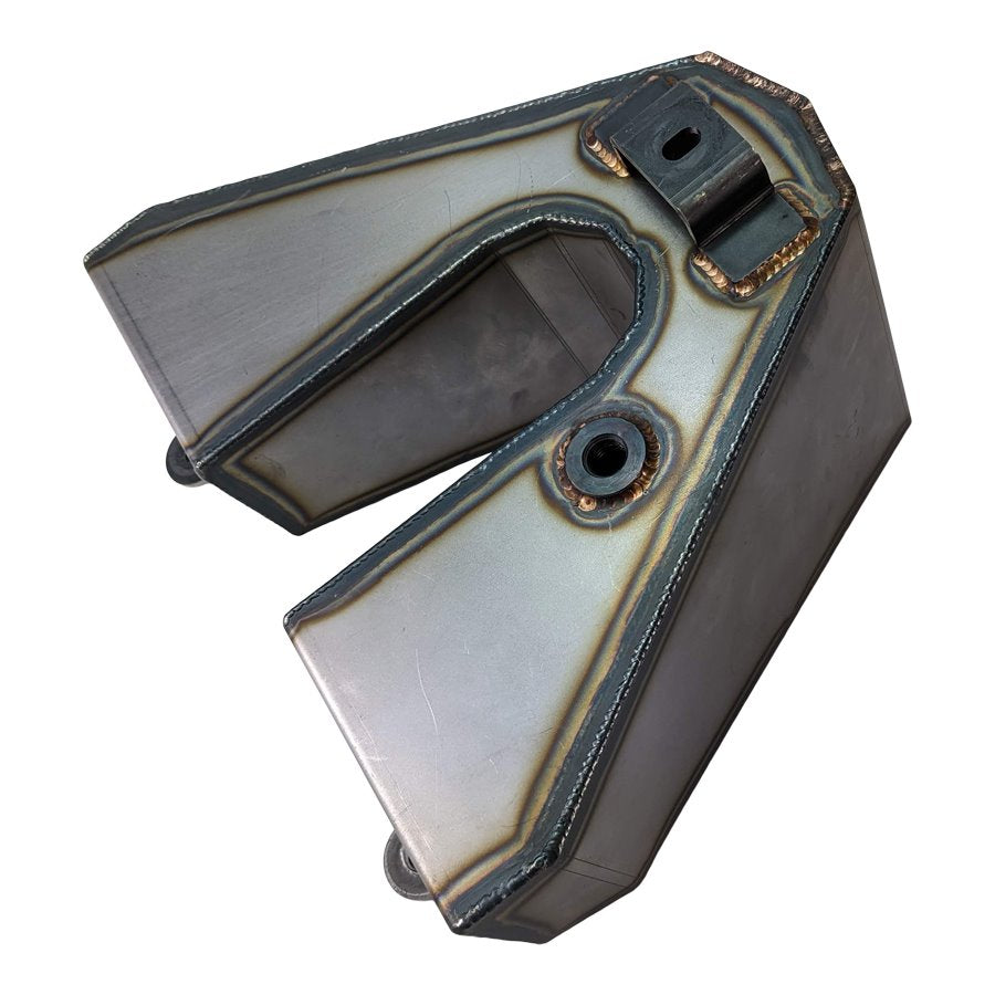 A TC Bros. Horseshoe Oil Tank for 1982-2003 Sportster Hardtail Kit with a hole in it specifically designed for TC Bros. Sportster hardtail kits.
