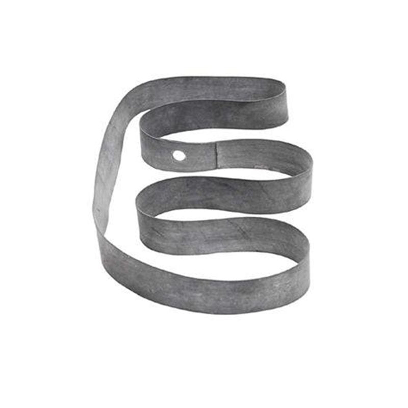 A gray Moto Iron® rubber band on a white background.