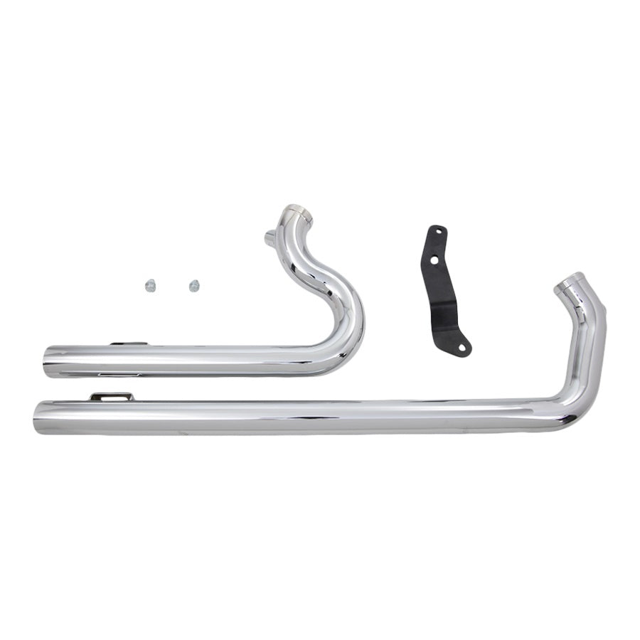 A Wyatt Gatling chrome exhaust pipe kit, including a Sportster Shotgun Exhaust Pipes - Fits 2004-2018 - Straight cut dual drag pipe set, designed for 2004-2018 Sportsters.
