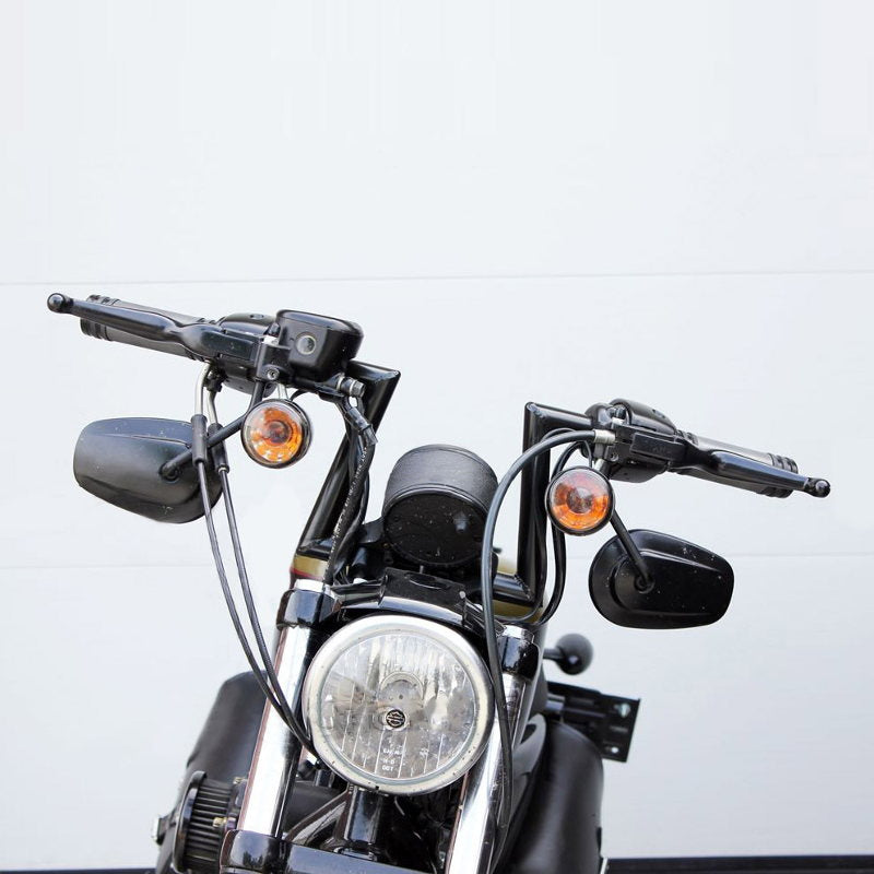 Harley-Davidson flint with TC Bros. 1" Slant Z Handlebars - Black and a sleek Black design, brought to you by TC Bros.