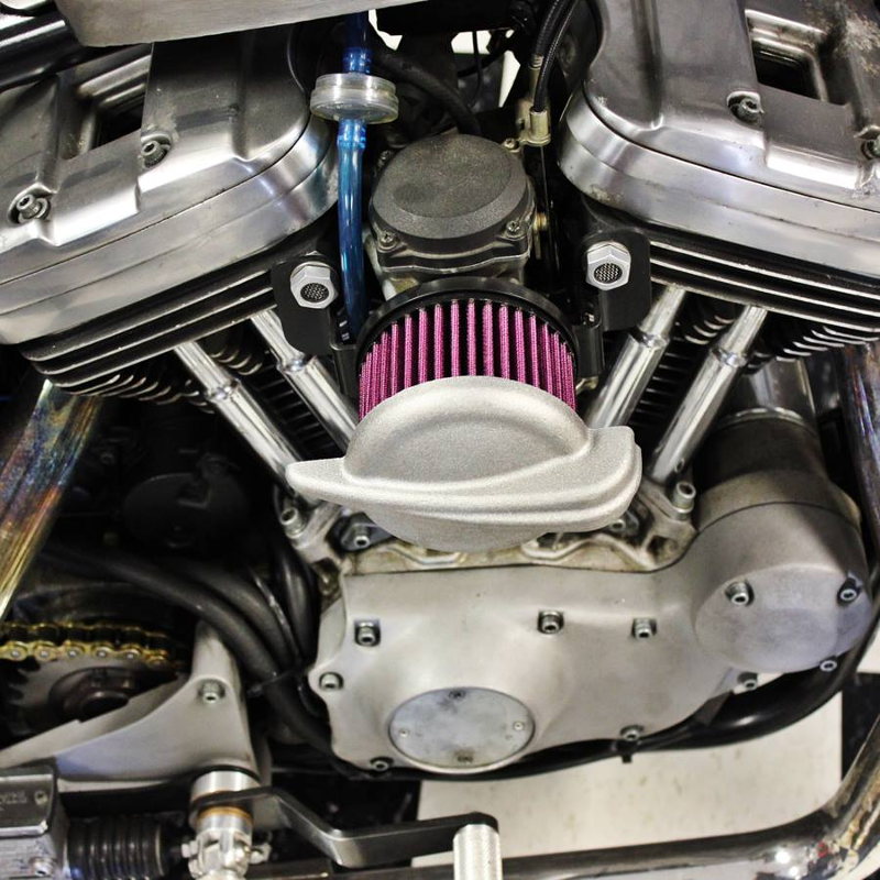 TC Bros. Streamliner Raw Air Cleaner HD CV Carbs & EFI with vintage style and an air cleaner.