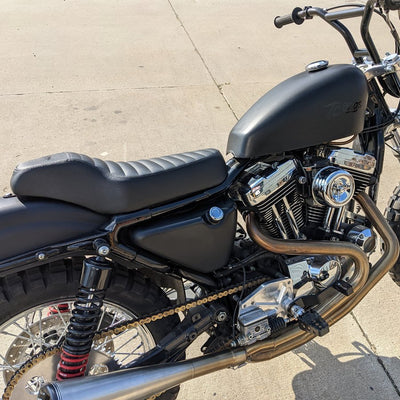 2019 Harley-Davidson Sportster models now feature high density molded foam padding along with TC Bros. Tracker Seat Pleated fits 1986-2003 Sportster, providing superior comfort and style.