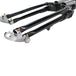 A pair of Vintage Springer Front End Stock Length Black suspension arms by Moto IronĀ® on a white background.