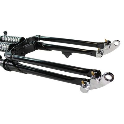 The Moto Iron® Vintage Springer Front End Stock Length Black fits Harley Davidson is a Moto Iron® accessory that can be easily installed with a bolt-on installation.