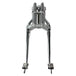An image of a Vintage Springer Front End Stock Length Chrome fits Harley Davidson by Moto IronĀ® with a bolt-on installation on a white background.