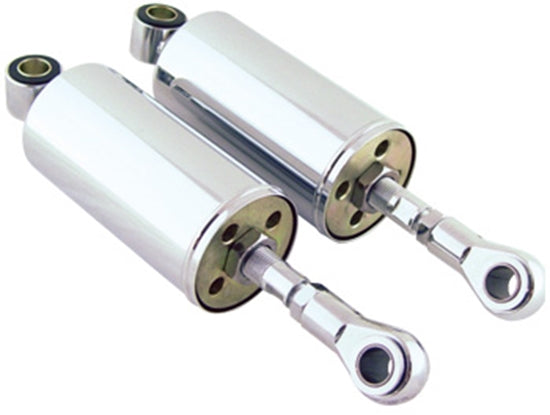 Two V-Factor Adjustable Length Shock Absorbers for 1989-1999 Harley-Davidson Softail are shown side by side on a white background, featuring chrome plating and mounting eyelets.