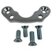 The Moto Iron® Chrome Handlebar Riser Adapter for Springer Front Ends (3.5" centers) and four matching flat-head screws are shown on a white background, perfect for customizing your Harley.
