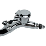 A pair of 1" Vintage Deco Handlebar Control Kit with Master Cylinder & Clutch (Chrome) Harley and Custom Moto brake levers and clutch on a white background by Moto Iron®.