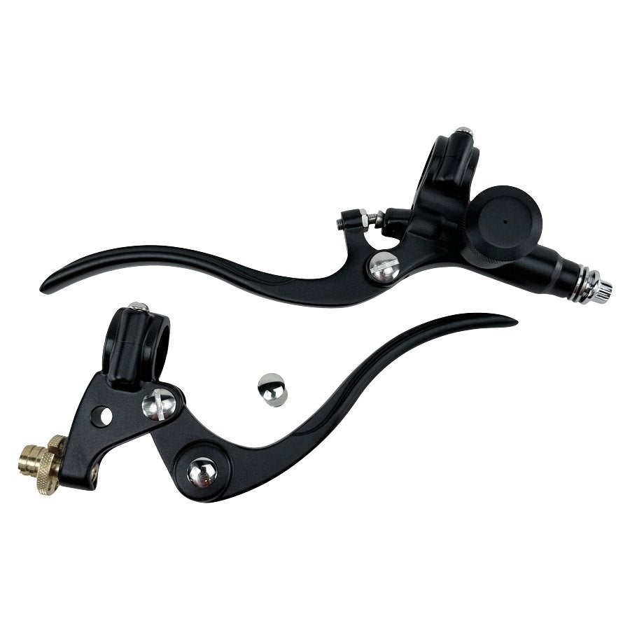 BLACK & BRASS HAND CONTROLS WITH SWITCHES HYDBRAKE/ HYD CLUTCH 3 BUTTO –  CUSTOM HARLEY PARTS / CHOPPERS / CUSTOMS