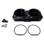 Two TC Bros. Pro Series Gauge Relocation Bezels for 2014-2023 Harley-Davidson Road Glide are shown—machined billet aluminum with dual circular openings—in matte black and polished silver, against a white background.