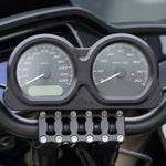 Two TC Bros. Pro Series Gauge Relocation Bezels for 2014-2023 Harley-Davidson Road Glide are shown—machined billet aluminum with dual circular openings—in matte black and polished silver, against a white background.