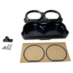 Two TC Bros. Pro Series Gauge Relocation Bezels for 2014-2023 Harley-Davidson Road Glide are shown—machined billet aluminum with dual circular openings—in matte black and polished silver, against a white background.