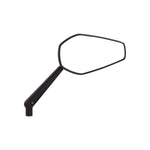 Arlen Ness Mini Stocker Forged Mirror by Arlen Ness, featuring a black angular design crafted from forged billet aluminum, mounted on a straight arm and set against a plain white background.