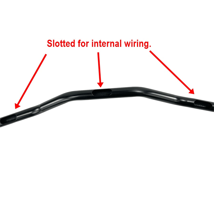 A picture of TC Bros. 1" Tracker Low TBW Handlebars - Black with slots for internal wiring.