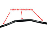 The TC Bros. 1" Tracker Low First Generation TBW Handlebar—Black features a slight rise and swept-back design, ideal for customizing Harley handlebars. Shown here against a white background.