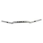 The ODI 1-1/8" V-Twin Tapered Moto Bars - Silver - TBW handlebar of a bicycle with a white background.