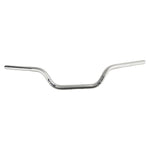 A chrome handlebar, specifically the ODI 1" V-Twin Moto Bars - Silver - TBW, showcased on a white background.