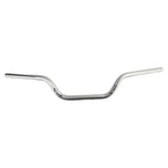 A chrome handlebar, specifically the ODI 1" V-Twin Moto Bars - Silver - TBW, showcased on a white background.