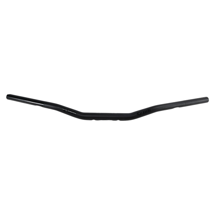 An ODI 1-1/8" V-Twin Tapered Tracker Bars - Black - TBW handlebar on a white background.