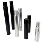 Eight TC Bros. Riser Stems for Pro Series Modular Risers—cylindrical, threaded, in black and silver—are shown upright on a white background, ideal for customization or as replacements.