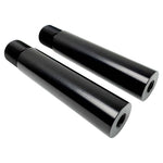 Four pairs of TC Bros. Riser Stems for Pro Series Modular Riser—two black and two silver, each CNC-machined from billet aluminum with threaded ends—are shown upright on a white background.