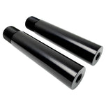 Eight TC Bros. Riser Stems for Pro Series Modular Risers—cylindrical, threaded, in black and silver—are shown upright on a white background, ideal for customization or as replacements.