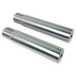 Four pairs of TC Bros. Riser Stems for Pro Series Modular Riser—two black and two silver, each CNC-machined from billet aluminum with threaded ends—are shown upright on a white background.