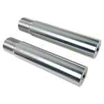 Eight TC Bros. Riser Stems for Pro Series Modular Risers—cylindrical, threaded, in black and silver—are shown upright on a white background, ideal for customization or as replacements.