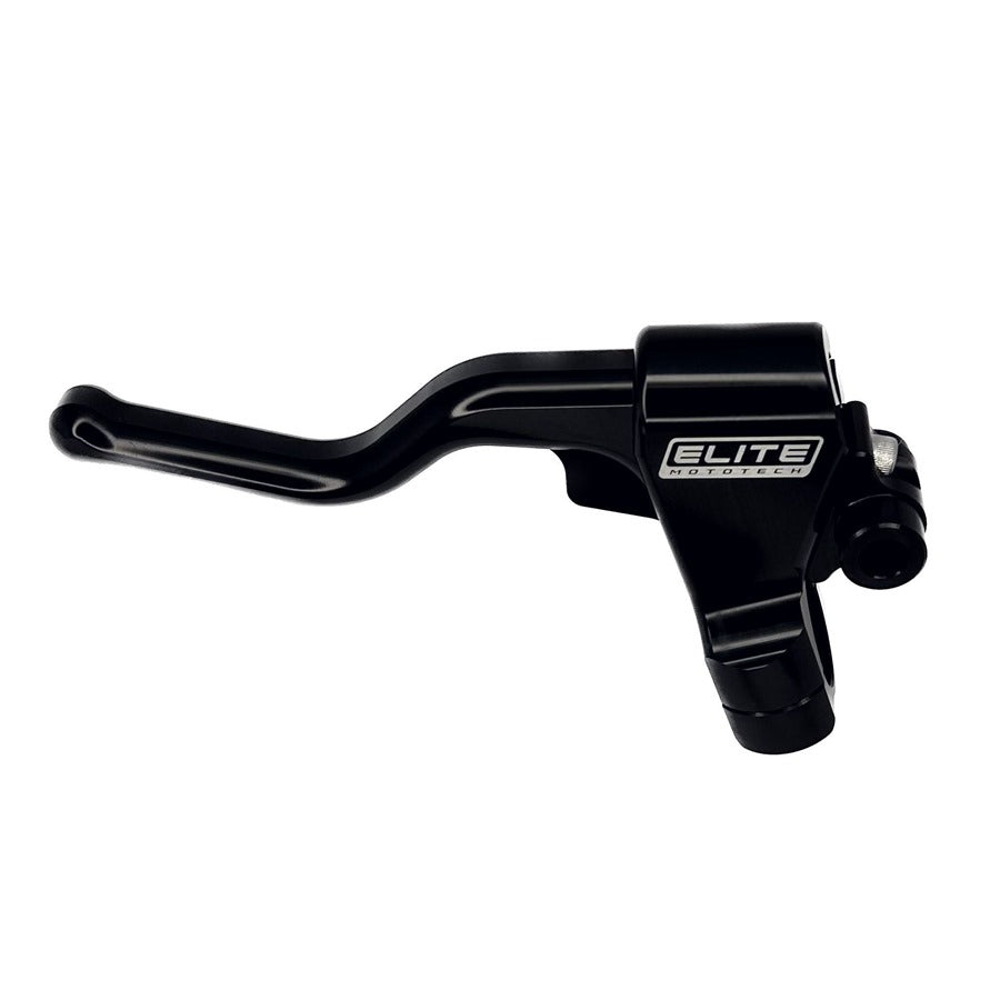 An Elite Mototech 1 inch Clutch Black with a black handlebar on a white background.