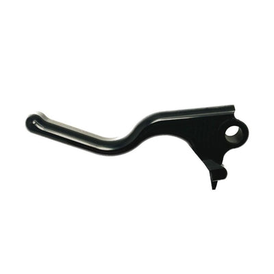 An Elite Mototech HD 96-17 Softail Front Brake Lever Black handlebar, crafted through precise CNC machining, displayed on a white background.