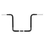 A pair of black Burly Bagger Ape Hanger Handlebars on a white background.