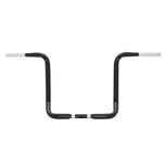 A pair of black Burly Bagger Ape Hanger Handlebars on a white background.