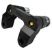 The TC Bros. Pro Series Riser Adapter features black anodized metal, two mounting holes, silver cylindrical ends, and engraved branding—ideal for upgrading 2006-2013 Harley-Davidson Street Glide handlebars.