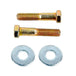 The TC Bros. Handlebar Riser Bolt Kit for Harley-Davidson features two gold hex bolts with partially threaded shafts and two flat washers, displayed on a white background. Brand: TC Bros.
