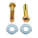 The TC Bros. Handlebar Riser Bolt Kit for Harley-Davidson features two gold hex bolts with partially threaded shafts and two flat washers, displayed on a white background. Brand: TC Bros.
