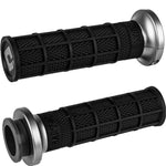 Nine Hart-Luck Lock-on Grips by ODI for Harley-Davidson First Gen Throttle-By-Wire motorcycles, shown in black with assorted colored end caps on a white background, labeled "FIRST GEN TBW" in bold black text.