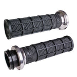 Nine Hart-Luck Lock-on Grips by ODI for Harley-Davidson First Gen Throttle-By-Wire motorcycles, shown in black with assorted colored end caps on a white background, labeled "FIRST GEN TBW" in bold black text.