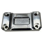 Three rectangular TC Bros. Top Clamps for Pro Series Truss Riser are shown in silver, black, and gold on a white background, each featuring four corner holes and recessed detailing in the center.