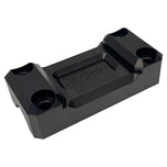 Three CNC-machined Top Clamps for TC Bros. Pro Series Truss Risers by TC Bros. in silver, black, and gold are displayed on a white background. Each clamp has four corner holes and engraved details in the center.