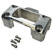 Three metal Digital Gauge Top Clamps for TC Bros. Pro Series Truss Risers in silver, black, and gold are shown with four screws on a white background. Ideal as replacements for Harley Davidson or Pro Series gauge setups. Brand: TC Bros.